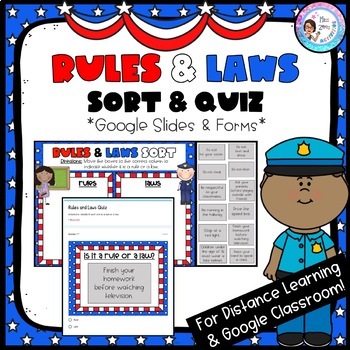 Preview of Rules and Laws Sort (Digital) - For Google Classroom - Distance Learning