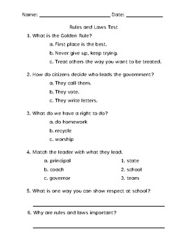 Preview of Rules and Laws Test - HMH (1st Grade Social Studies)