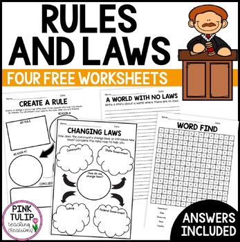 Preview of Rules and Laws Free Worksheets - Civics and Citizenship