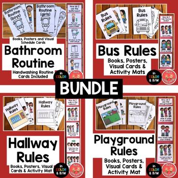 Preview of Rules and Routines BUNDLE- books, visuals- Preschool, Kindergarten, Special Ed