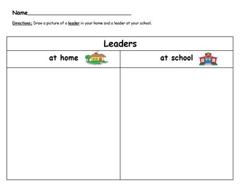 Preview of Leaders at home and at school worksheet