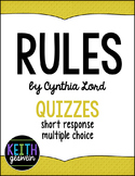 Rules by Cynthia Lord:  11 Quizzes