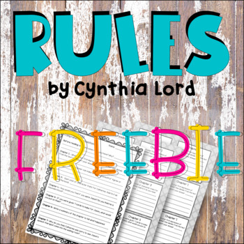 Preview of Rules by Cynthia Lord Novel Study FREEBIE