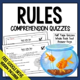 Rules by Cynthia Lord Comprehension Questions (Rules Novel Study)