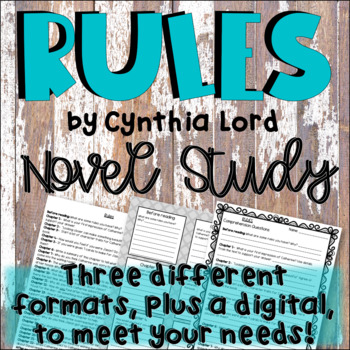 Preview of Rules by Cynthia Lord- Novel Study