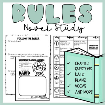 Preview of Rules by Cynthia Lord | Novel Study | Printable | Independent Work Packet