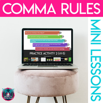 Preview of Comma Rules Mini Lessons and Mentor Sentence Activities - Distance Learning