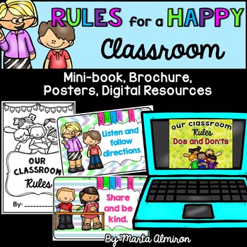 Preview of RULES for a Happy Classroom {Mini-book, Posters, DIGITAL RESOURCES, and More}