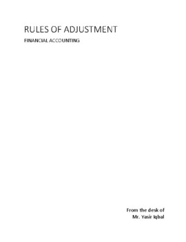 Preview of Rules of Accounting Adjusting entries