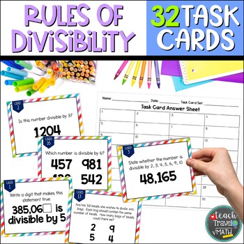 Preview of Divisibility Rules Task Cards