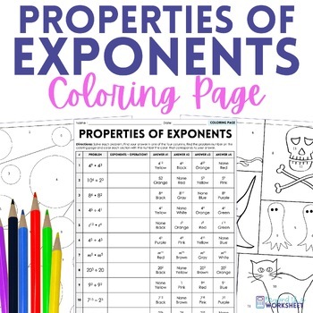 Preview of Properties of Exponents Coloring Page