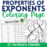 Exponent Rules Coloring Worksheet | St. Patrick's Day Math