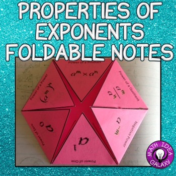 Preview of Properties of Exponents Foldable Notes