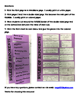Preview of Rules of Exponents Foldable