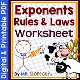 Rules of Exponents (Laws): Multiply and Divide Worksheet