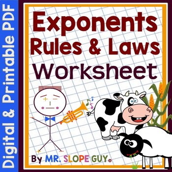 Preview of Rules of Exponents Laws Multiply and Divide Worksheet