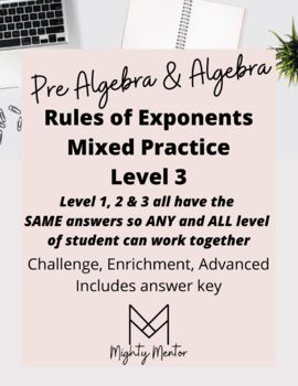 Preview of Rules of Exponents Practice Level 3 (Challenge, Enrichment, Advanced)