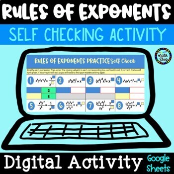 Preview of Laws of Exponent Rules Properties Self Checking Google Sheets DIGITAL Activity