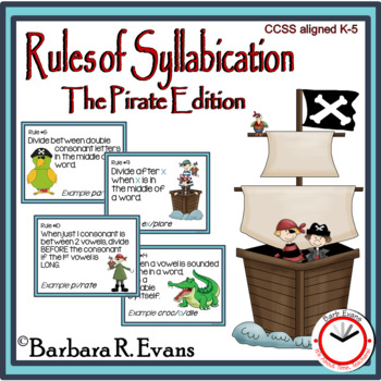 Preview of SYLLABLE RULES Pirate Theme Syllable Division Rules Phonics Anchor Charts