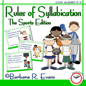 Preview of SYLLABLE RULES Sports Theme Syllable Division Rules Phonics Anchor Charts