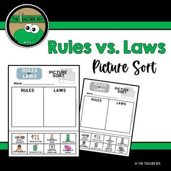 Preview of Rules vs. Laws - Picture Sort Worksheet