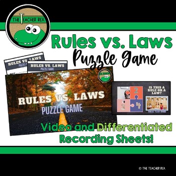 Preview of Rules vs. Laws - Puzzle Game (video and 2 differentiated recording sheets)