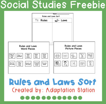 Preview of Rules vs. Laws Sorting Activity-Freebie!