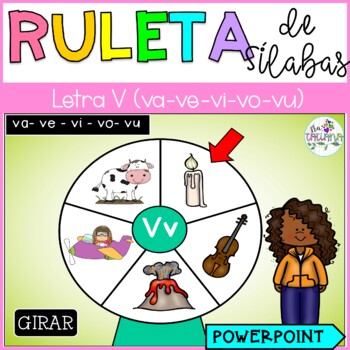 Preview of Ruleta de Sílabas en PowerPoint | Letra V | Lectura Inicial