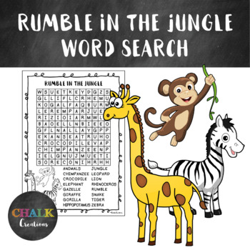 Rumble in the Jungle Word Search by Chalk Creations TpT