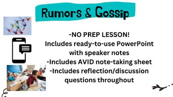 Preview of Rumors and Gossip- SEL Counseling Lesson