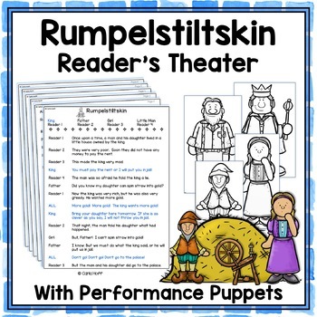 Preview of RUMPELSTILTSKIN  Reader's Theater Scripts, Puppets and Reader Headbands