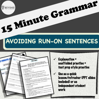 Preview of Run-On Sentences Grammar Mini Lesson | Grammar Review Worksheets | Digital