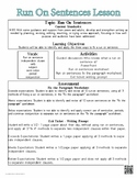 Run On Sentences Lesson Plan