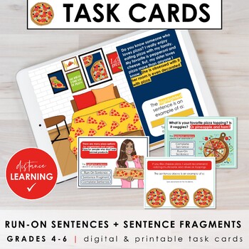 Preview of Run-On Sentences Activities + Sentence Fragments Task Cards (Digital Included)