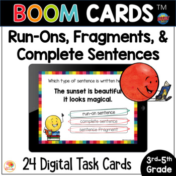 Preview of Complete and Incomplete Sentences BOOM CARDS: Run-On & Fragment Activities