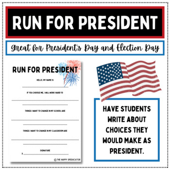 Preview of Run for President | President's Day Writing Activity with Sentence Stems