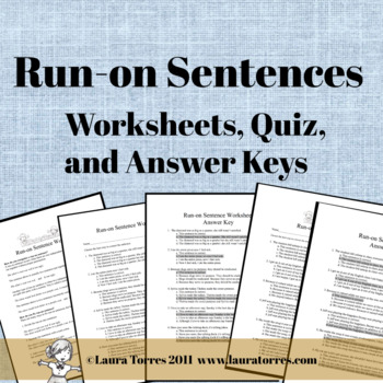 Run-on Sentence Worksheets, Quiz and Answer Keys by Laura ...