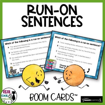 Preview of Run On Sentences Boom Cards | Comma Splices & Fused Sentences