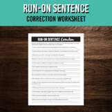 Run-on Sentences Corrections Worksheet | Grammar and Punct