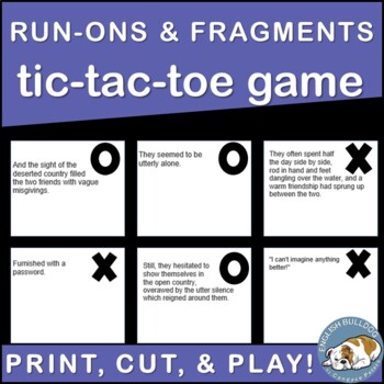 Preview of Run-ons and Fragments TicTacToe Game Activity
