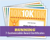 Running Certificates — 7 Editable Awards — 1 Mile Run, Cro