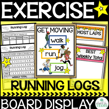 Preview of Running Log and Exercise Poster Bulletin Board Set