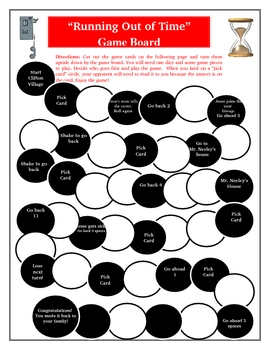 Preview of Running Out of Time Game Board: Review Novel Unit Activity