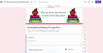 Preview of Running Record Questionnaire Google Forms