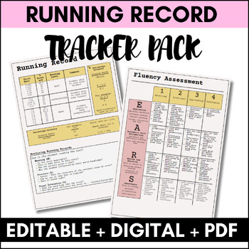 Preview of Running Record Tracking Forms for Teachers: PDF & Editable