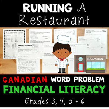 Preview of Running a Restaurant - Canadian Money + Financial Literacy Word Problem