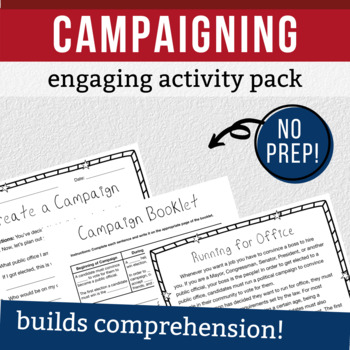 Preview of Campaigning: Interactive Notebook Reading Comprehension & Activity Pack