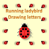 Running ladybird drawing uppercase alphabets