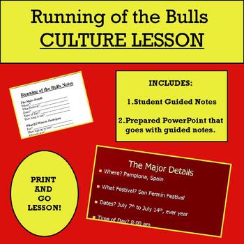 Preview of Running of the Bulls Culture Lesson