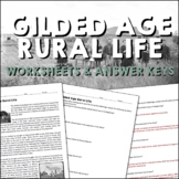 Rural Life During the Gilded Age Reading Worksheets and An